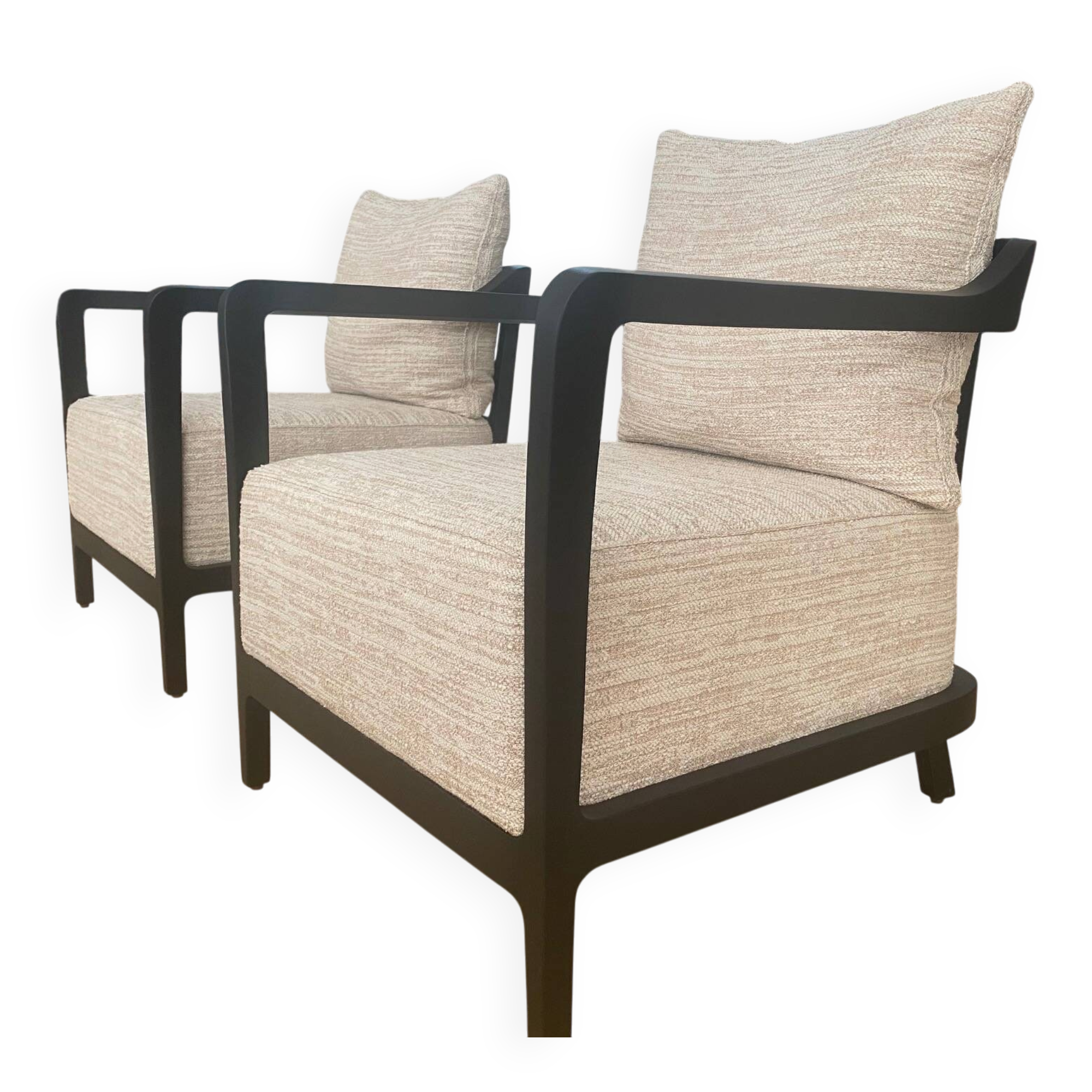 Pair of Be Bop armchairs – Specchio Nature fabric – excellent condition