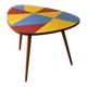 Czechoslovak table in Brussels style, made of oak and colourful umakart, 1950s.