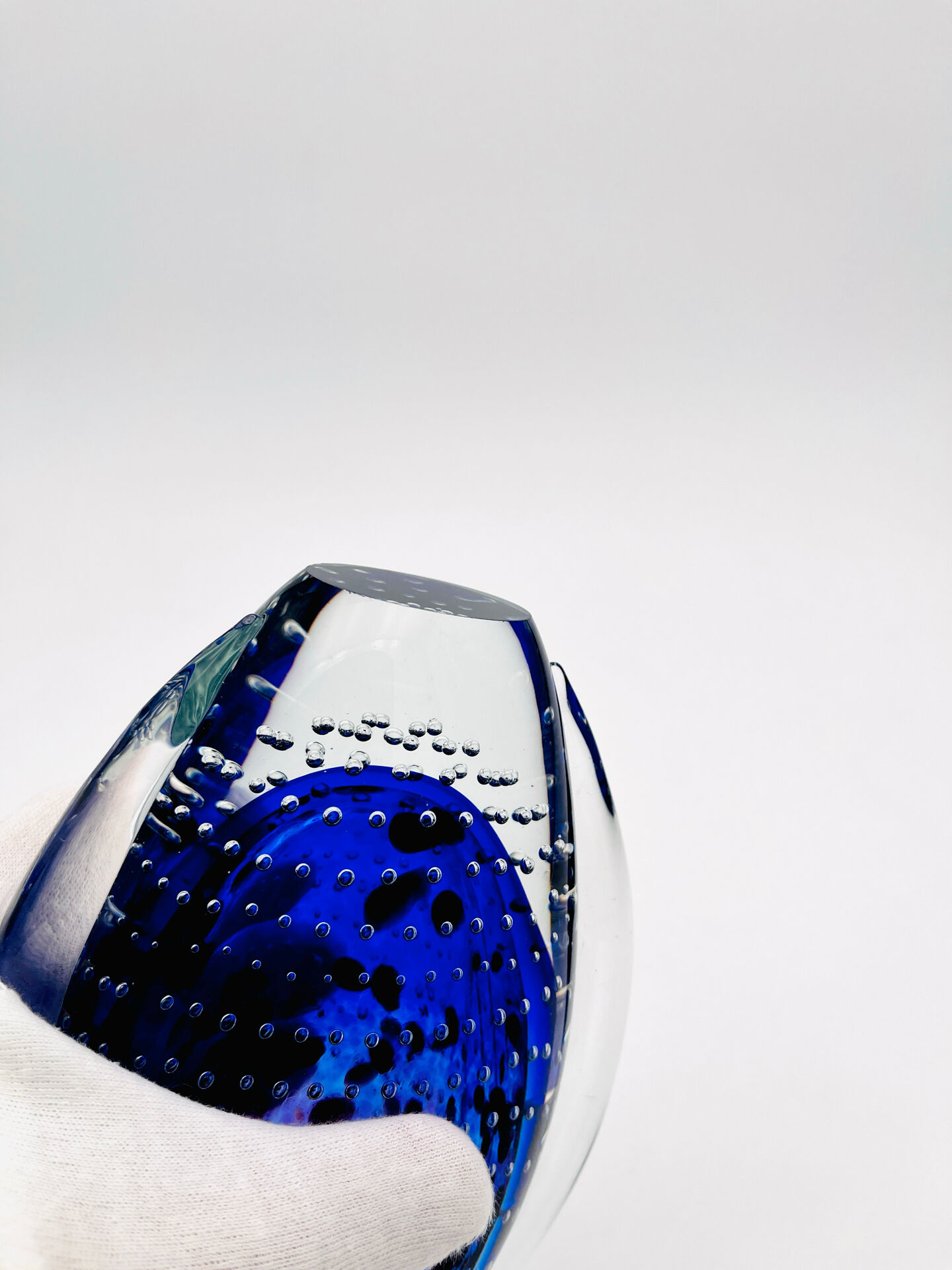 Murano Vase Sommerso Bullicante Cobalt Blue 1960s