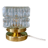 Vintage globe table lamp in molded glass