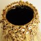 Amber Honey Ceramic Cache-Pot with Sculpted Floral Decor - Bohemian Style