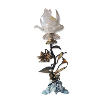 brass and pewter floral lamp 1900 art nouveau murano tulip 37x16