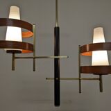 Scandinavian teak and brass chandelier from the 50s/60s