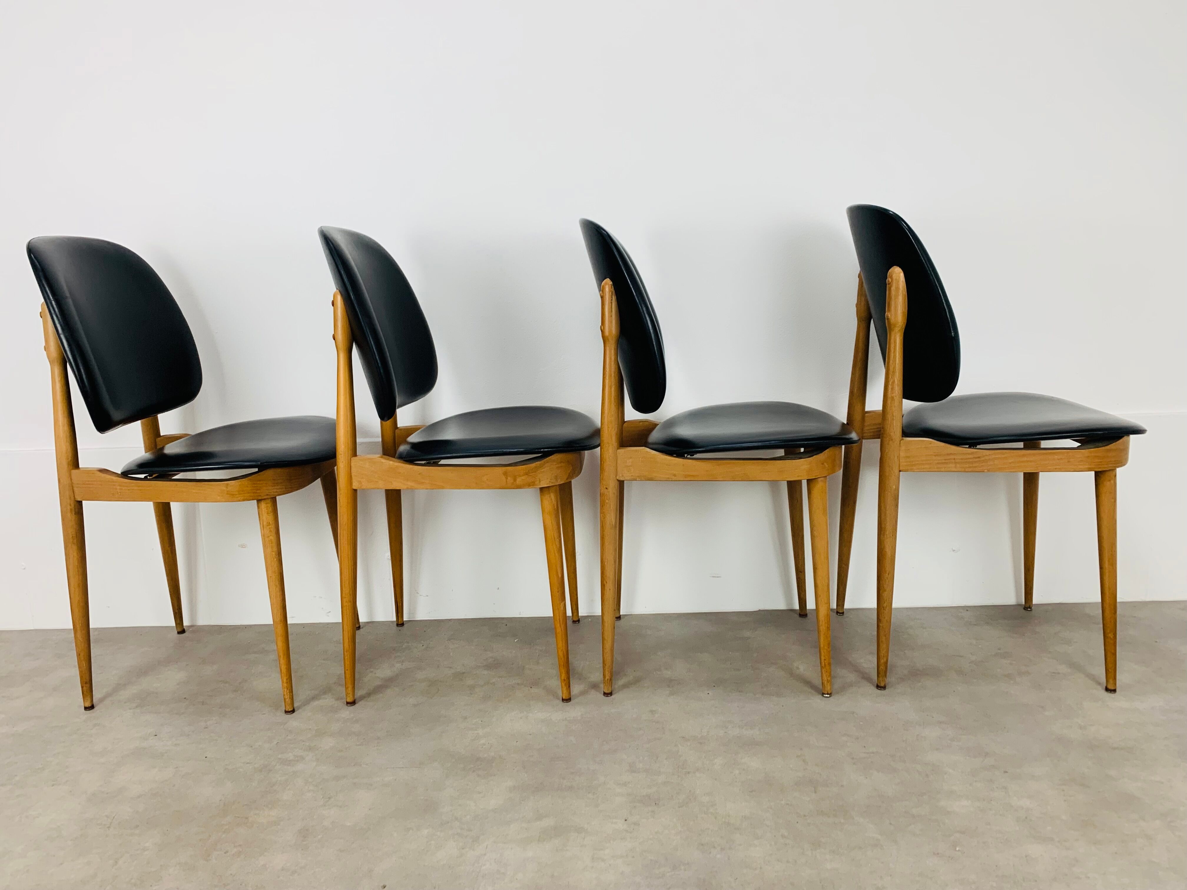 4 Baumann Pegasus chairs, black, 60s