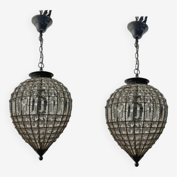 Crystal Beaded Light Pendants Set of 2