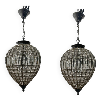 Ensemble de 2 pendentifs lumineux en perles de cristal