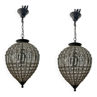 Crystal Beaded Light Pendants Set of 2