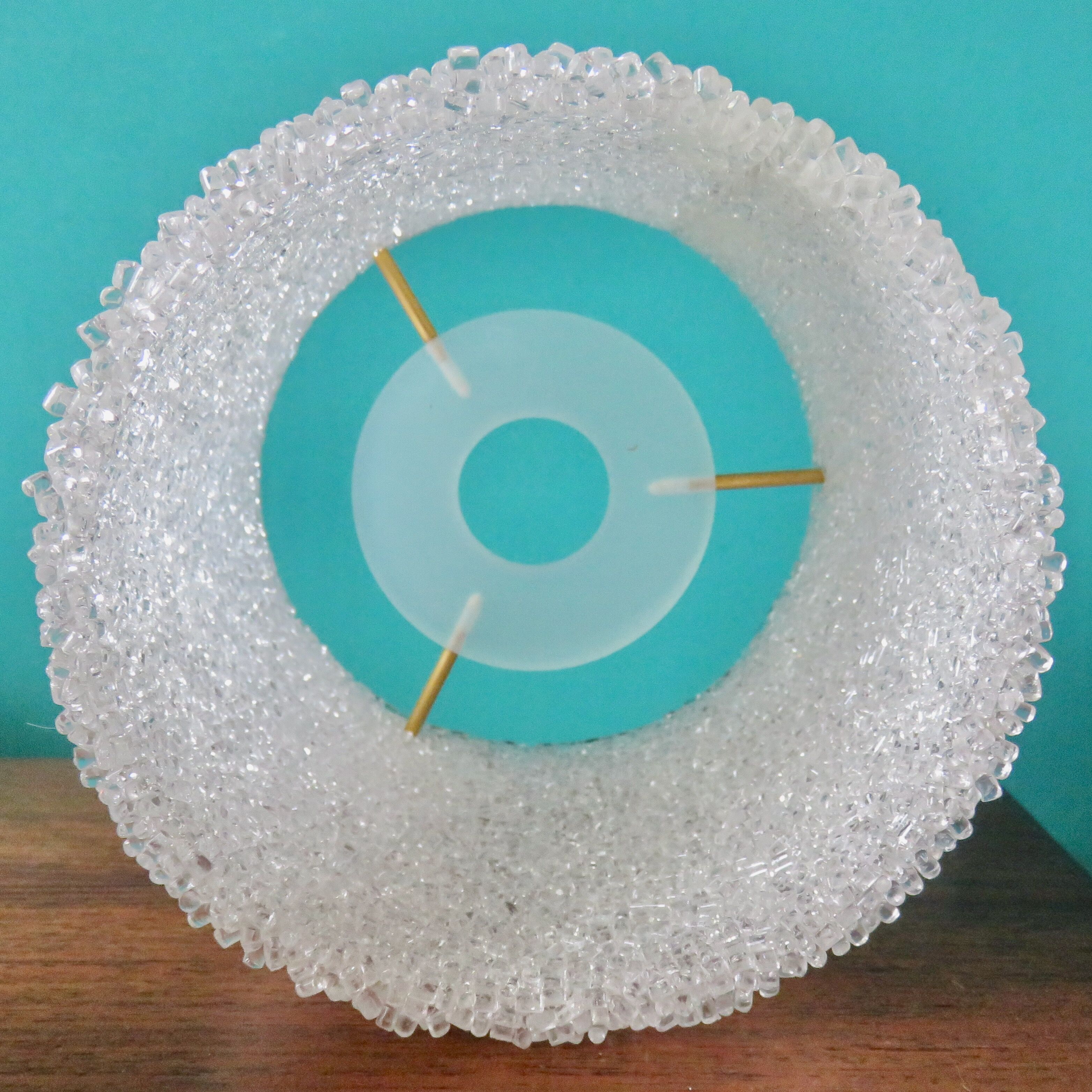 Pair of brass and gold plastic sconces with granite lampshades, France 1950