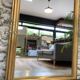 Louis-Philippe mirror pearled gold with gold leaf, some imperfections 146cm / 101cm