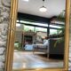 Louis-Philippe mirror pearled gold with gold leaf, some imperfections 146cm / 101cm