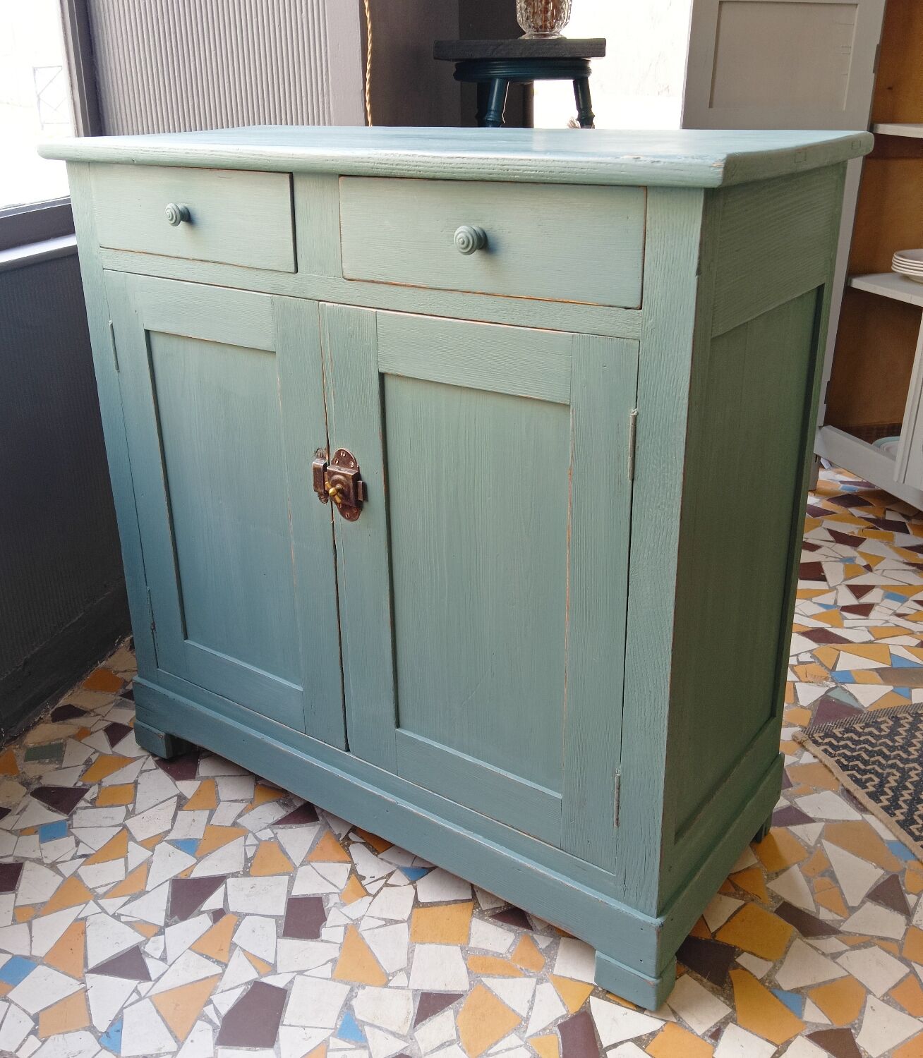 Parisian sideboard gray blue green