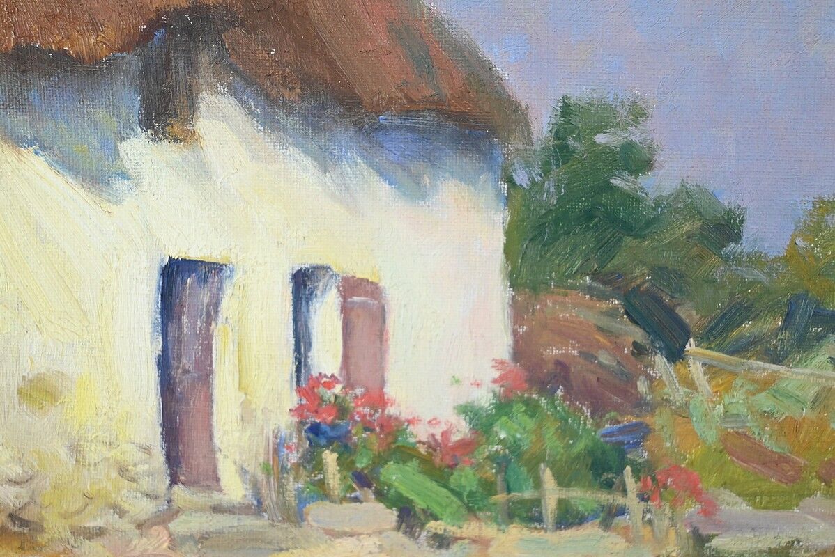 Oil on Wood "Maison en Brière", signed E.gautier – 1955