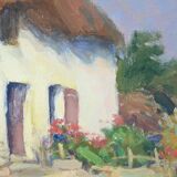 Oil on Wood "Maison en Brière", signed E.gautier – 1955