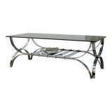 Table basse rectangulaire chrome / verre fumé
