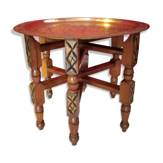 Table basse à thé du Maghreb plateau laiton