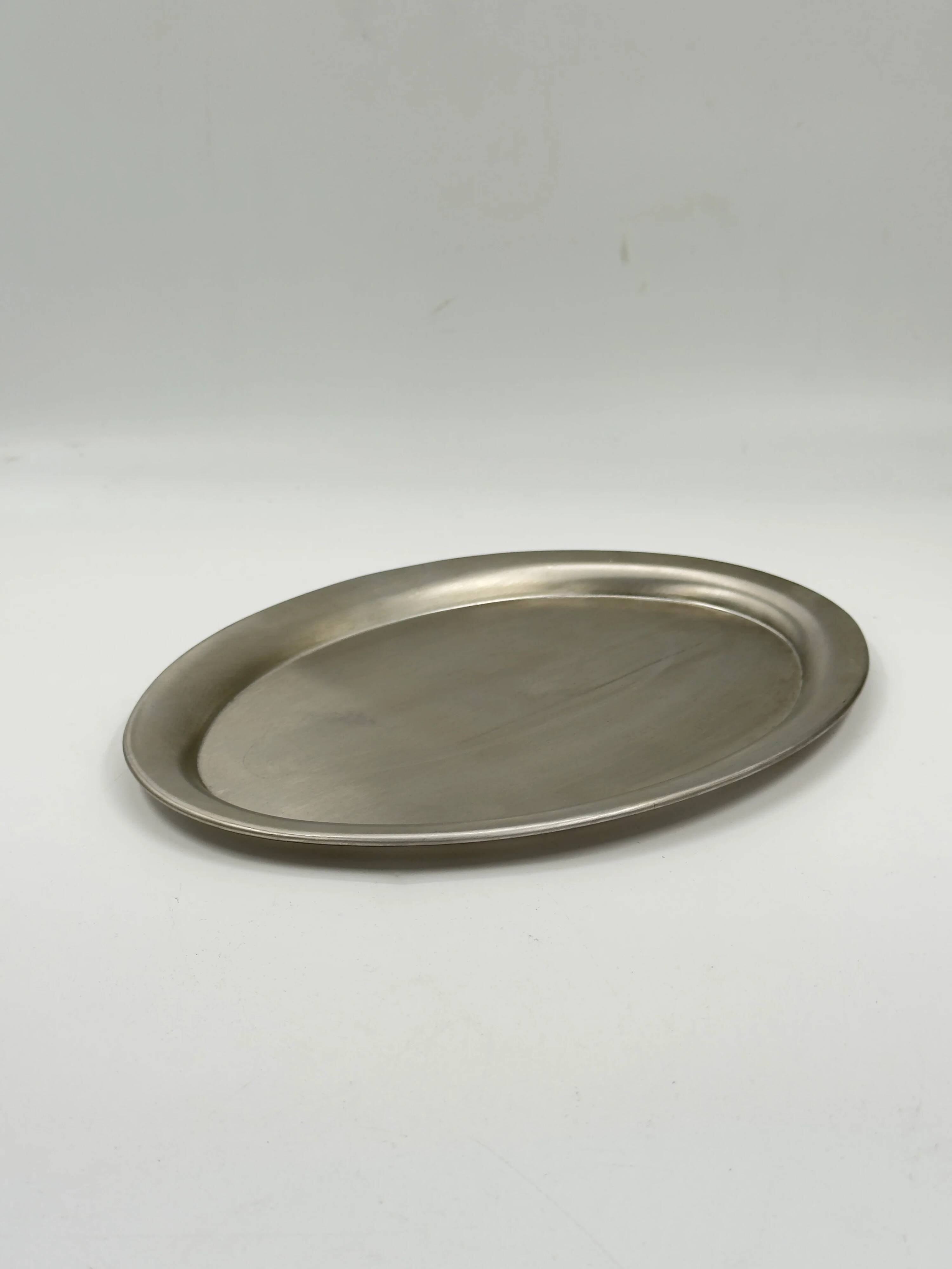 Vintage oval serving tray in stainless steel