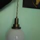 Minimalist Art Deco Pendant Lamp in Opaline Glass, 1950s