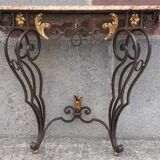 Console forged foot marble top