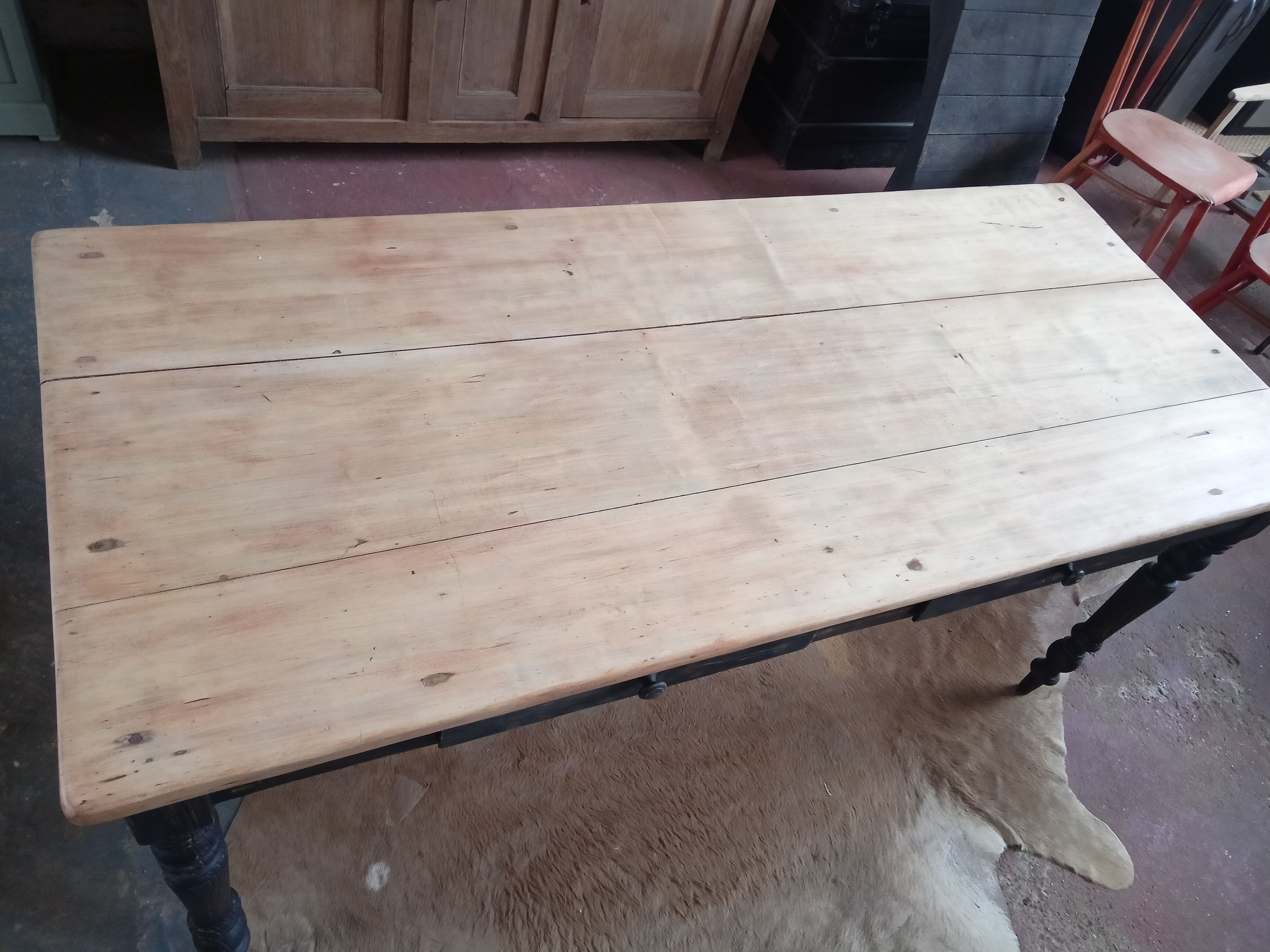 Old table feet turned