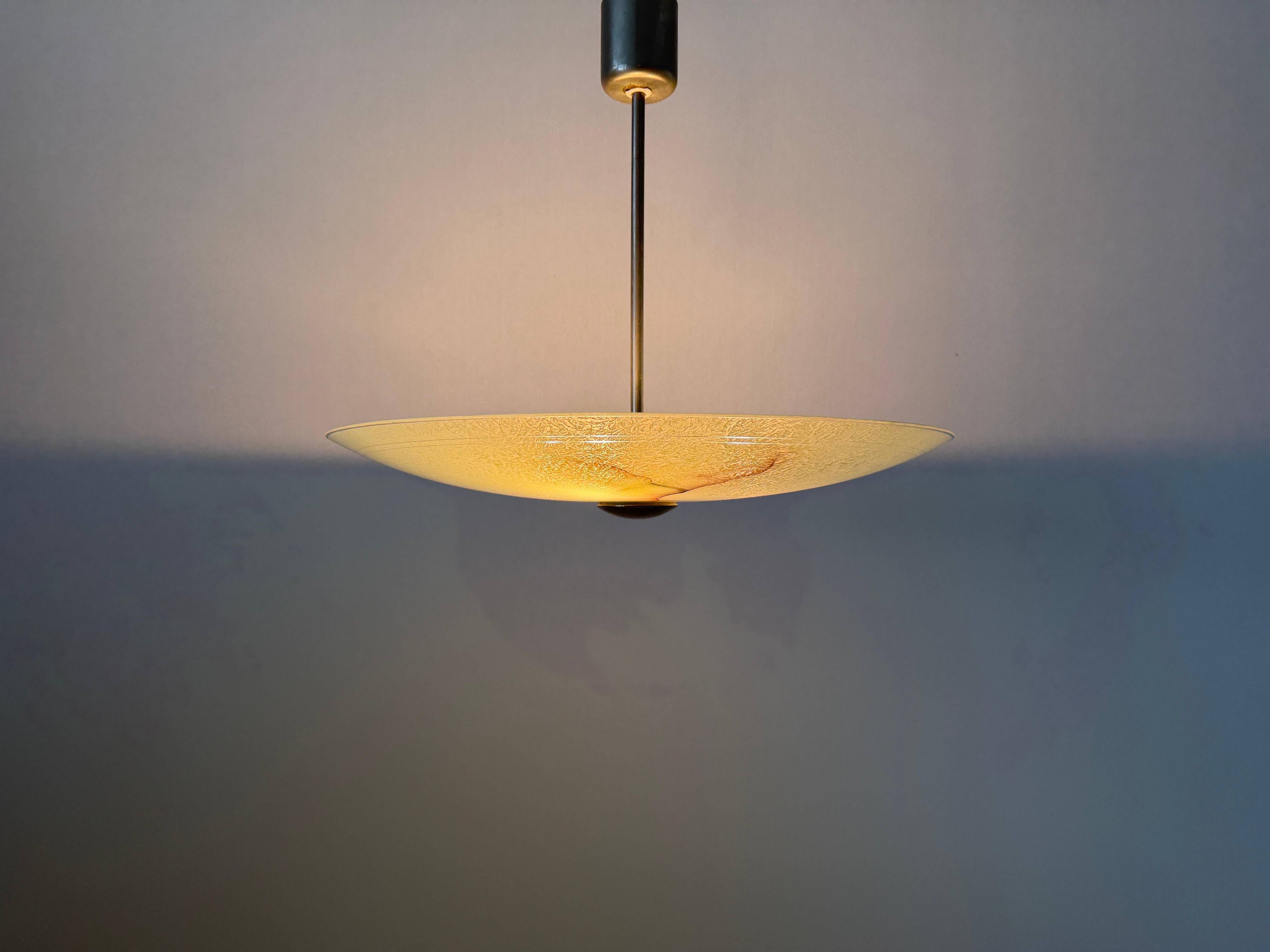 Art Deco ceiling light in green glass, 1940s, Germany