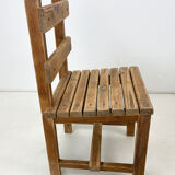 Vintage Wooden Dining Set of Bench & 3 Chairs