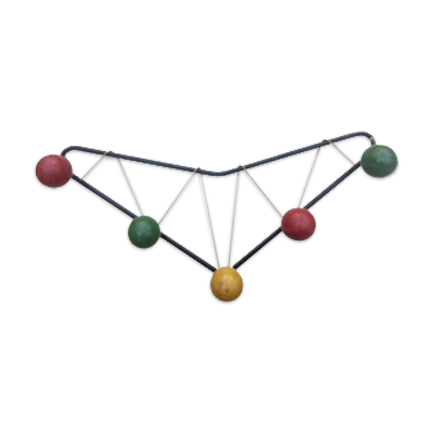 Wall coat holder 5 patères balls, 50s