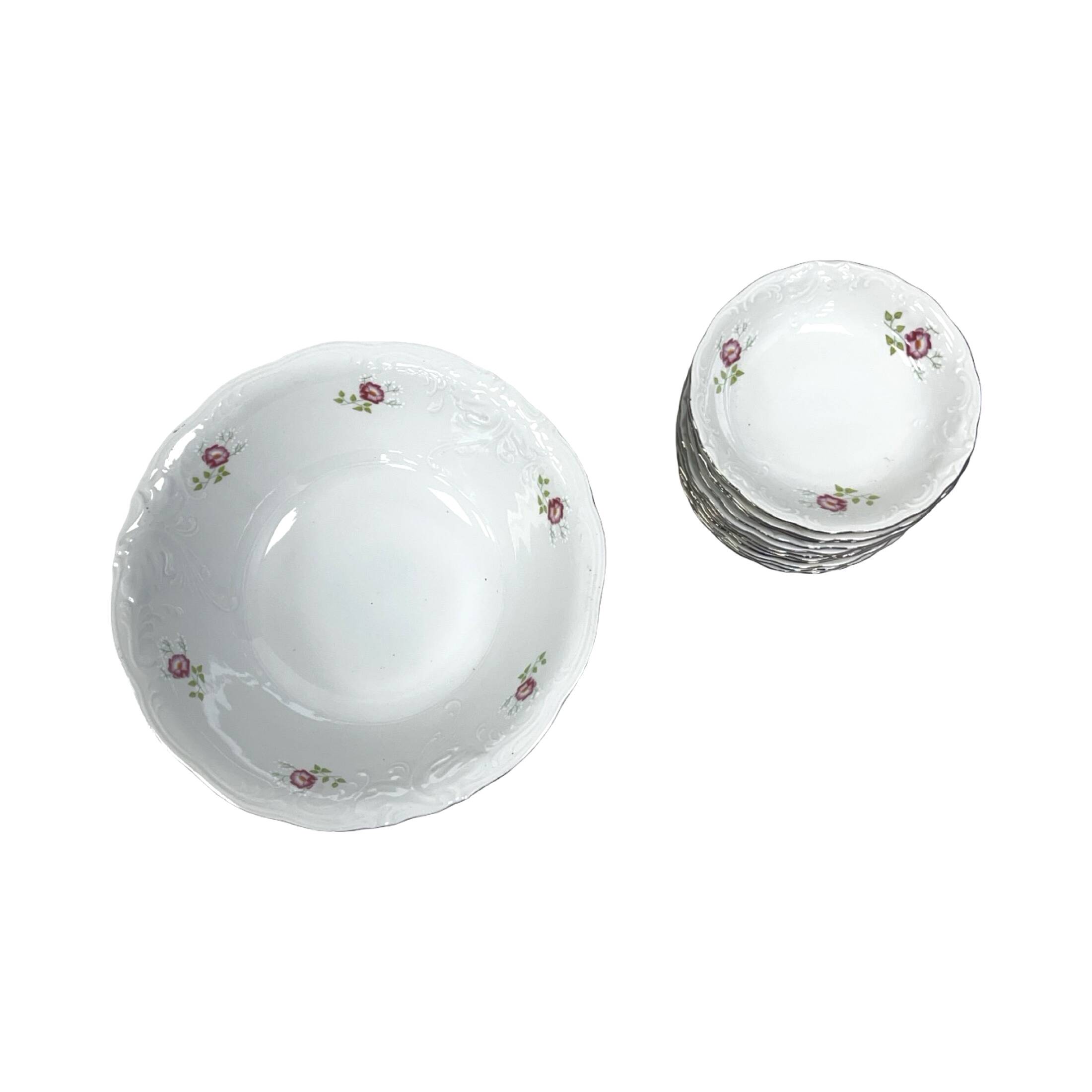 Porcelain set from the Wałbrzych Porcelain Factory - 13 pieces, floral deco