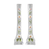 Pair vases 1900 soliflore crystal enamelled décor daisies white and green