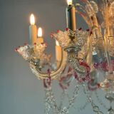 Venetian chandelier in multi-colored Murano glass, 10 light arms, circa 18