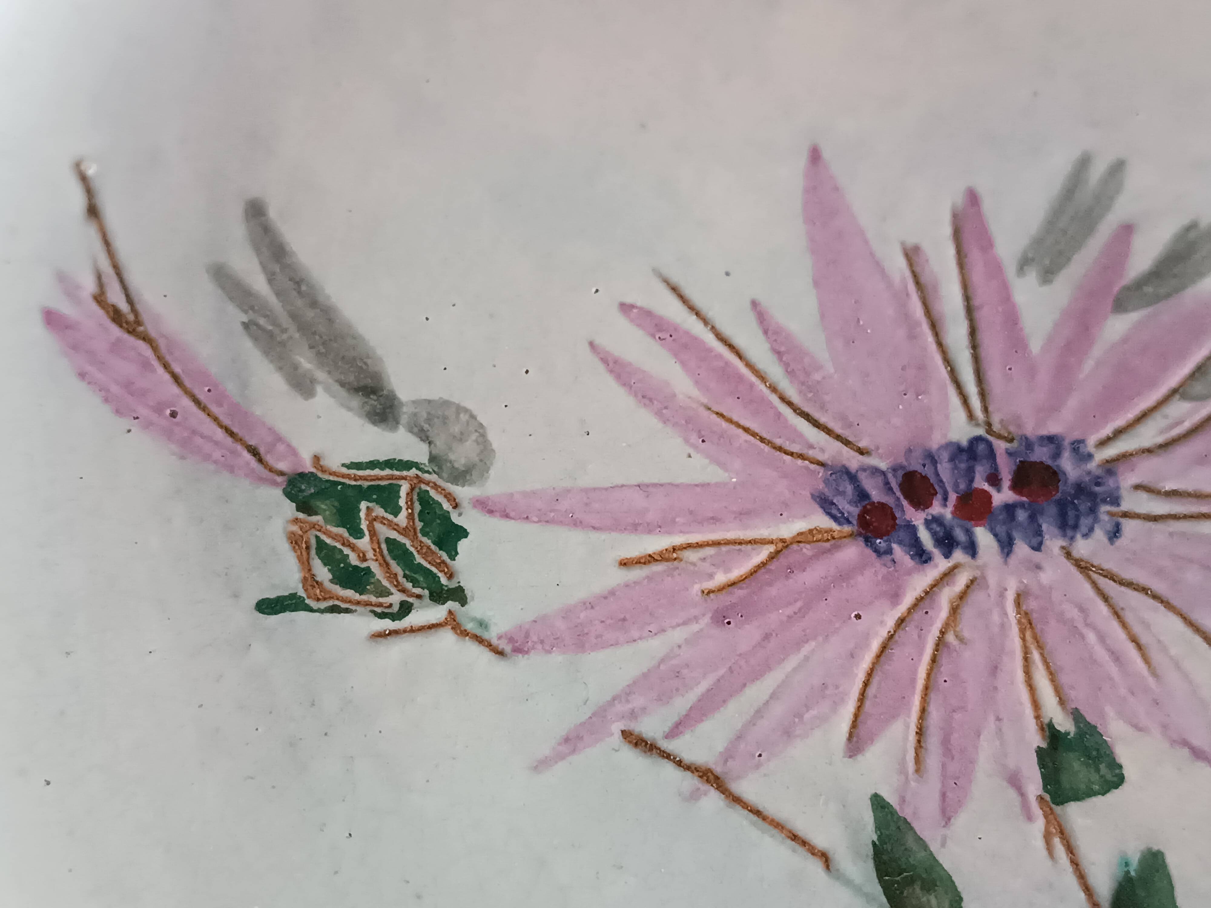 Ceramic plate with thistles by Marie-Madeleine Jolly 1950