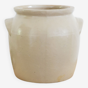 Large old stoneware confit pot
