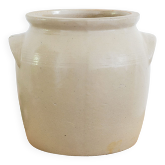Large old stoneware confit pot