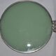 Vintage glass cake stand in green with silver-plated metal frame, porcelain (late 19th century)