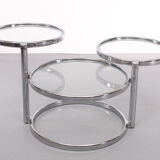 Milo Baughman Style Chrome Swivel Coffee Table 1970s