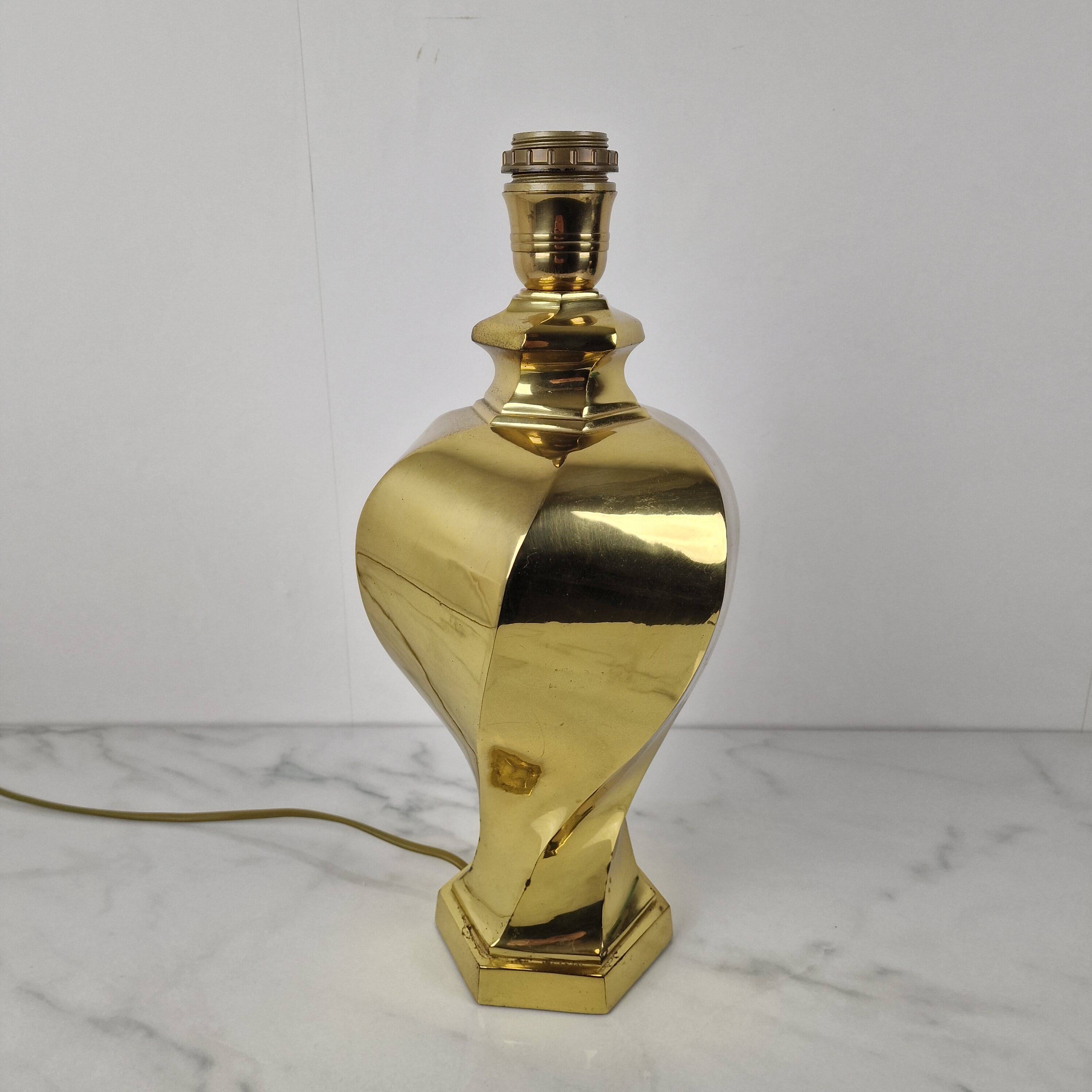 Sculptural Brass Table Lamp, Heavy Quality, Without Shade