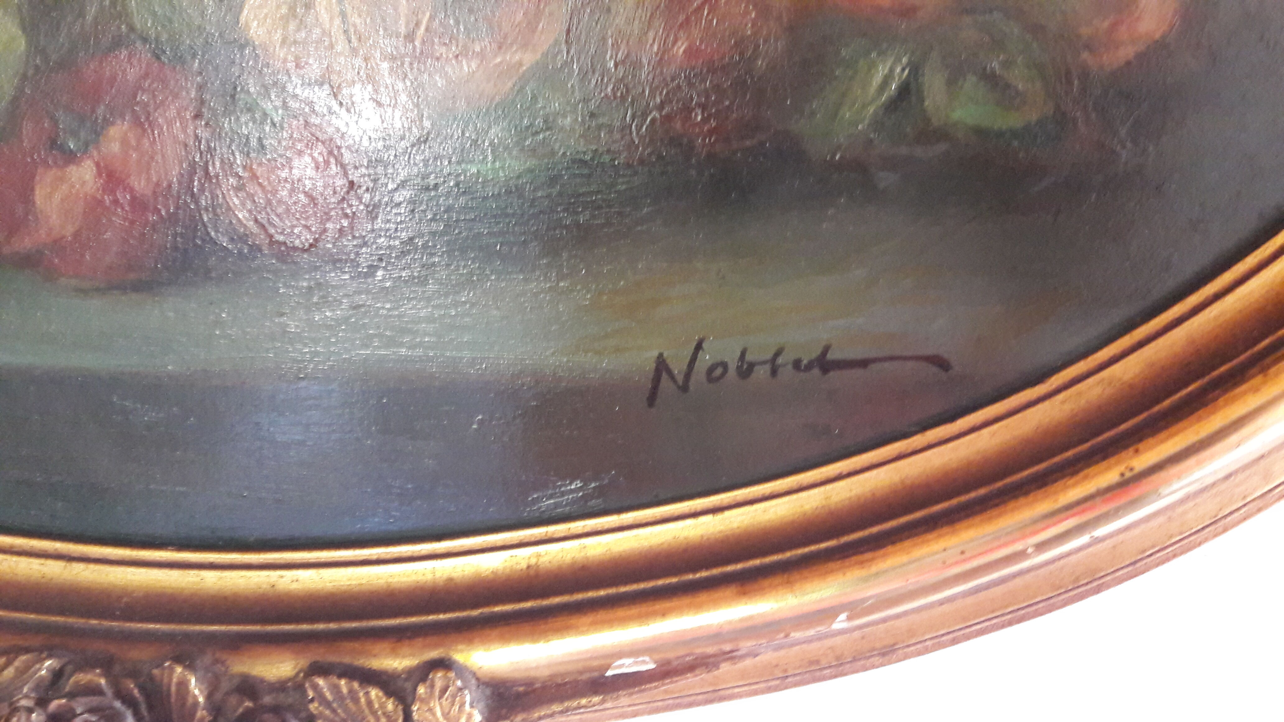 Painting old oil painting pattern Roses frame gilded wood