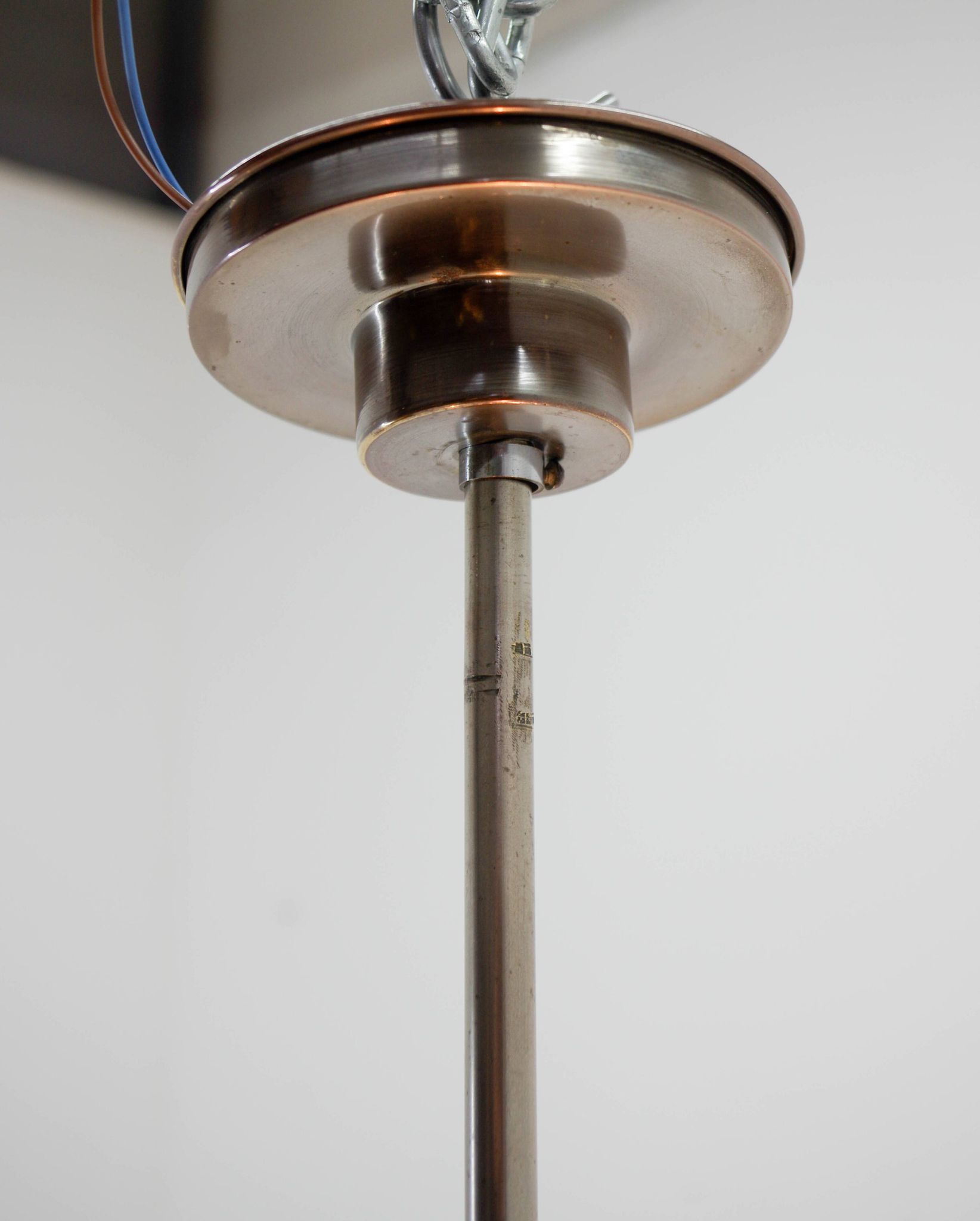 Bauhaus / Functionalist Chrome and Glass Chandelier, 1920s
