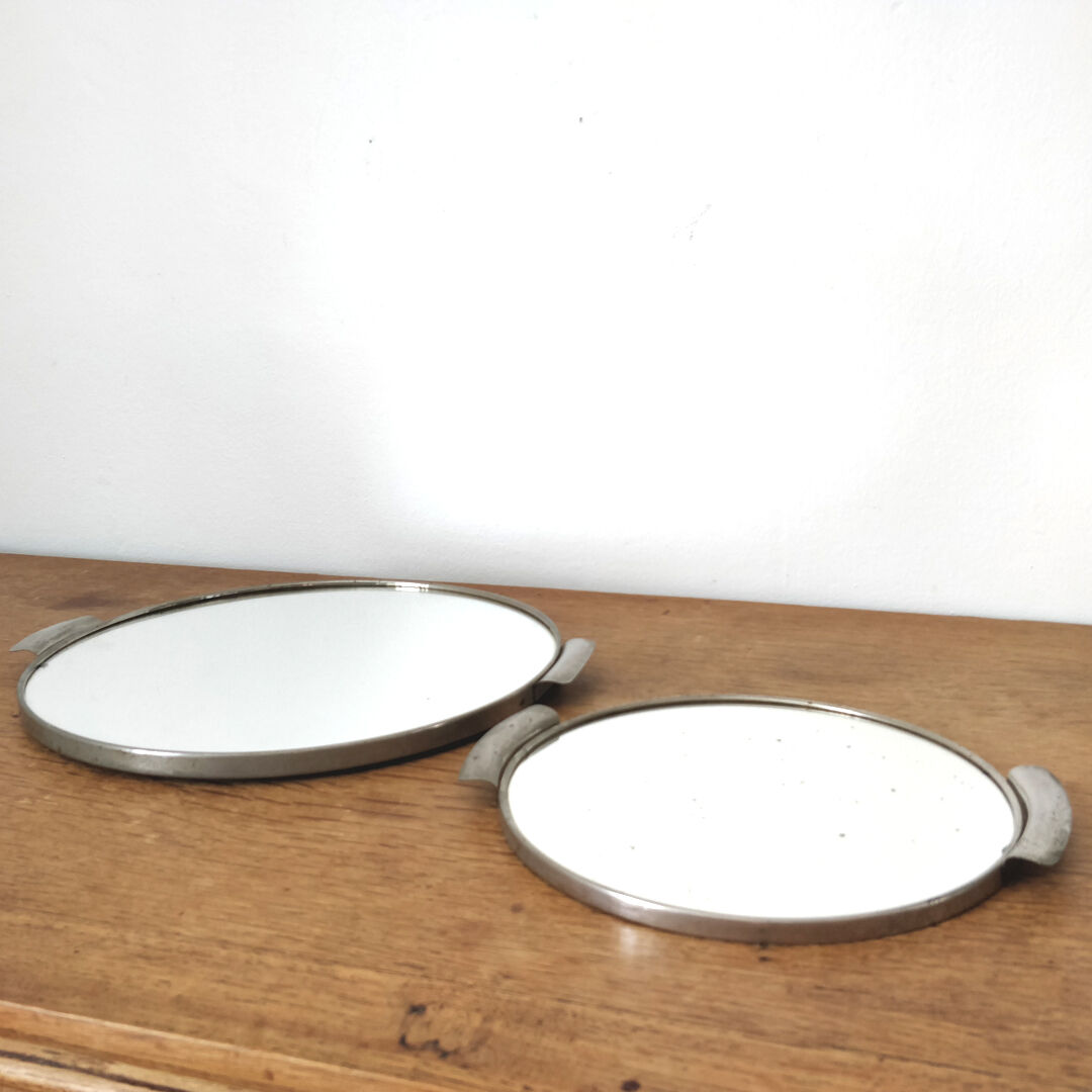 Two vintage mirror trays 50s