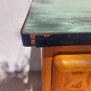 Mado wooden buffet, green and black tray, vintage