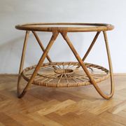 1960's Set of Four Rattan Armchairs and Side Table by Jaroslav Prochazka for ULUV