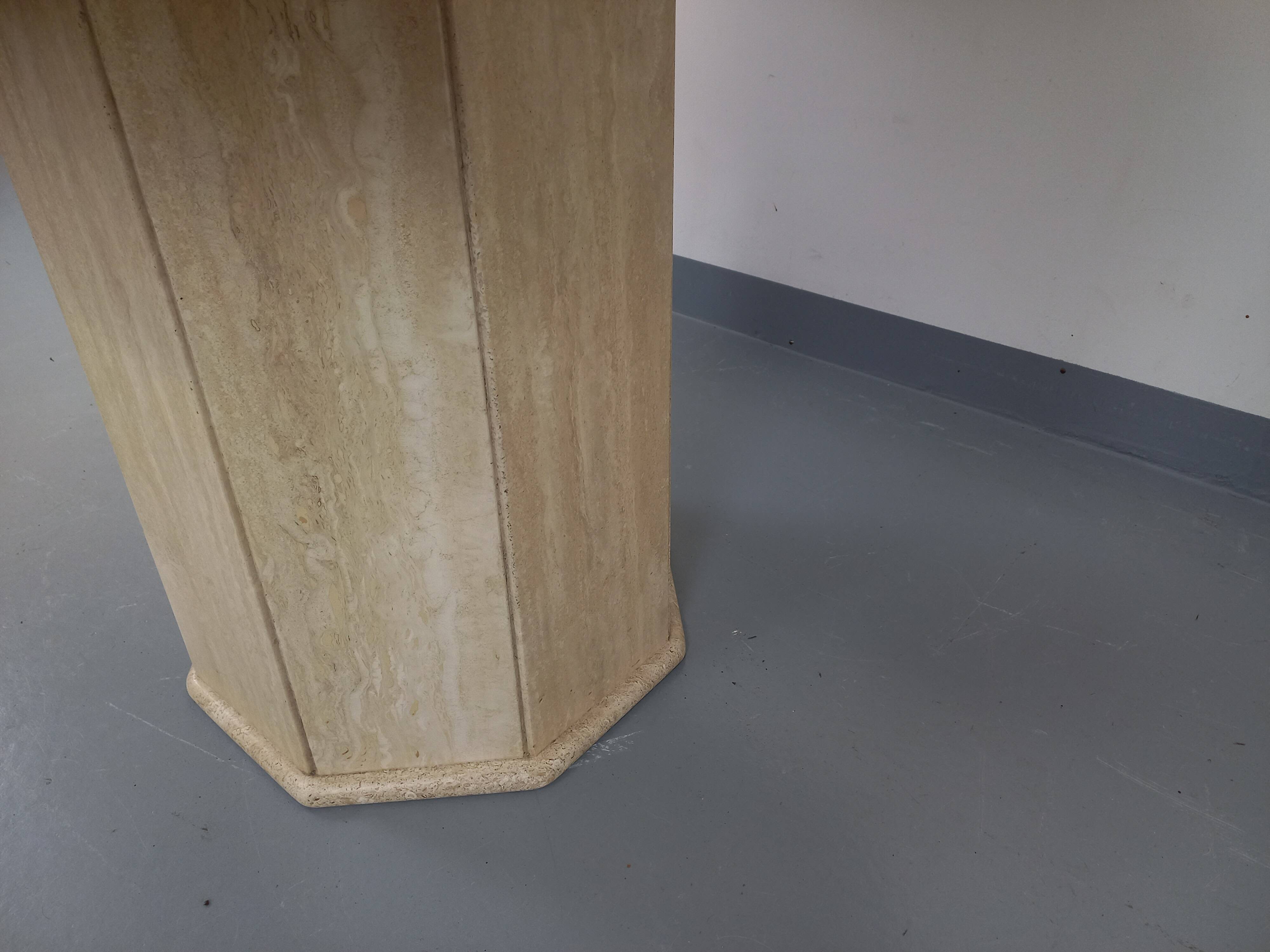 Vintage octagonal travertine dining table from the 70s 80s