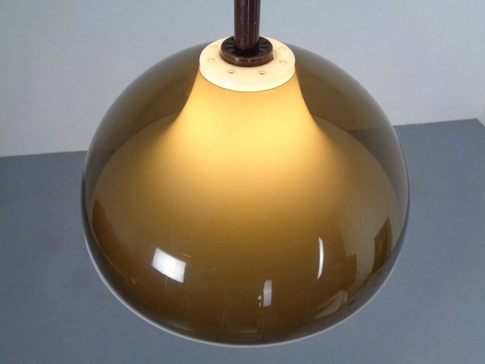 Ceiling lamp in brown and white plastic from Stilux Milano, 1960s