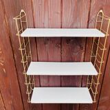Vintage modular wall shelf, metal and brass, circa 1960s
