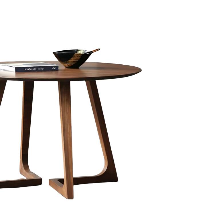 Table à manger unique 4 places en bois massif ronde nordique moderne, table de cuisine et de salon minimaliste.