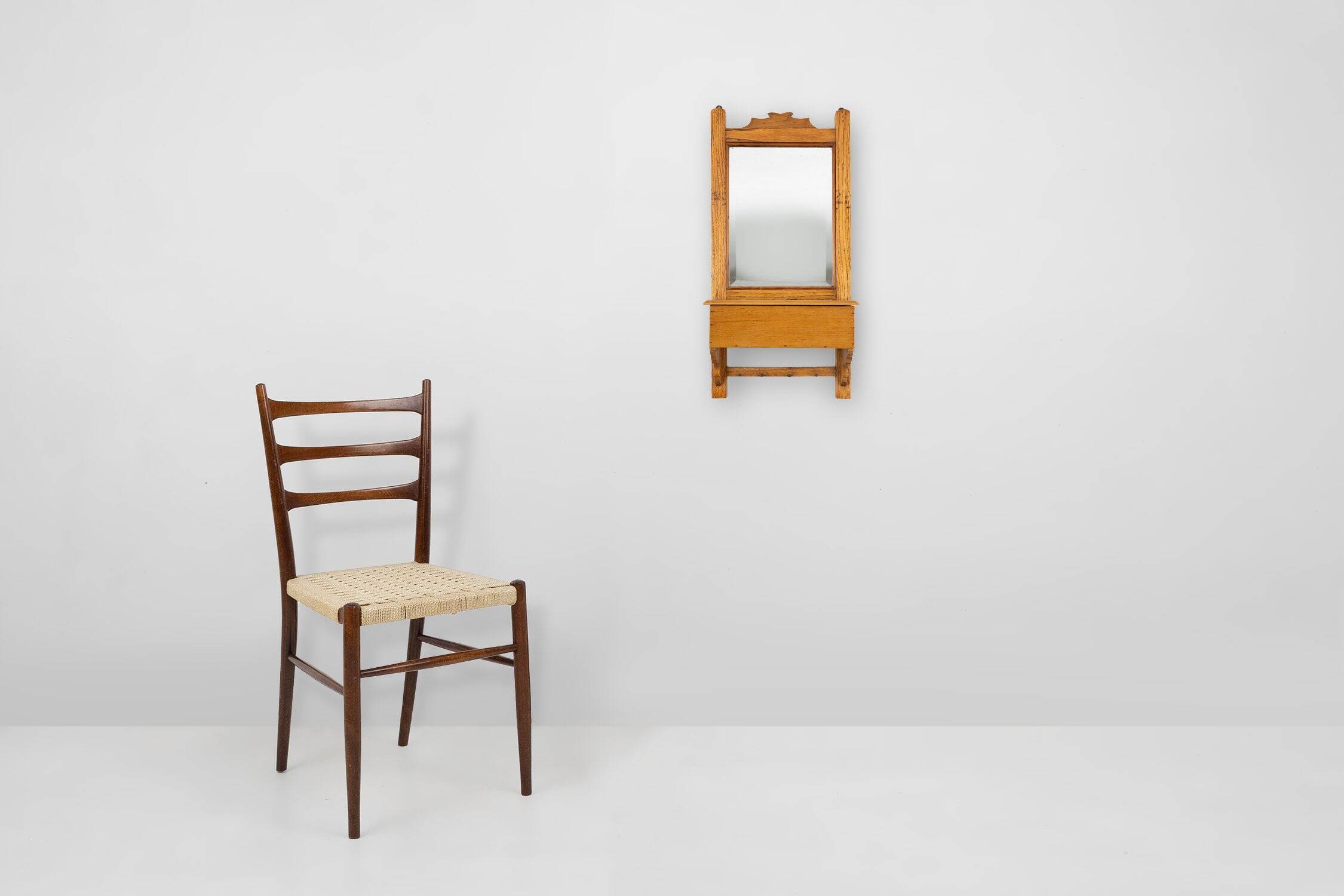 Item Name French Wooden Shaving Cabinet with Mirror, 1890s