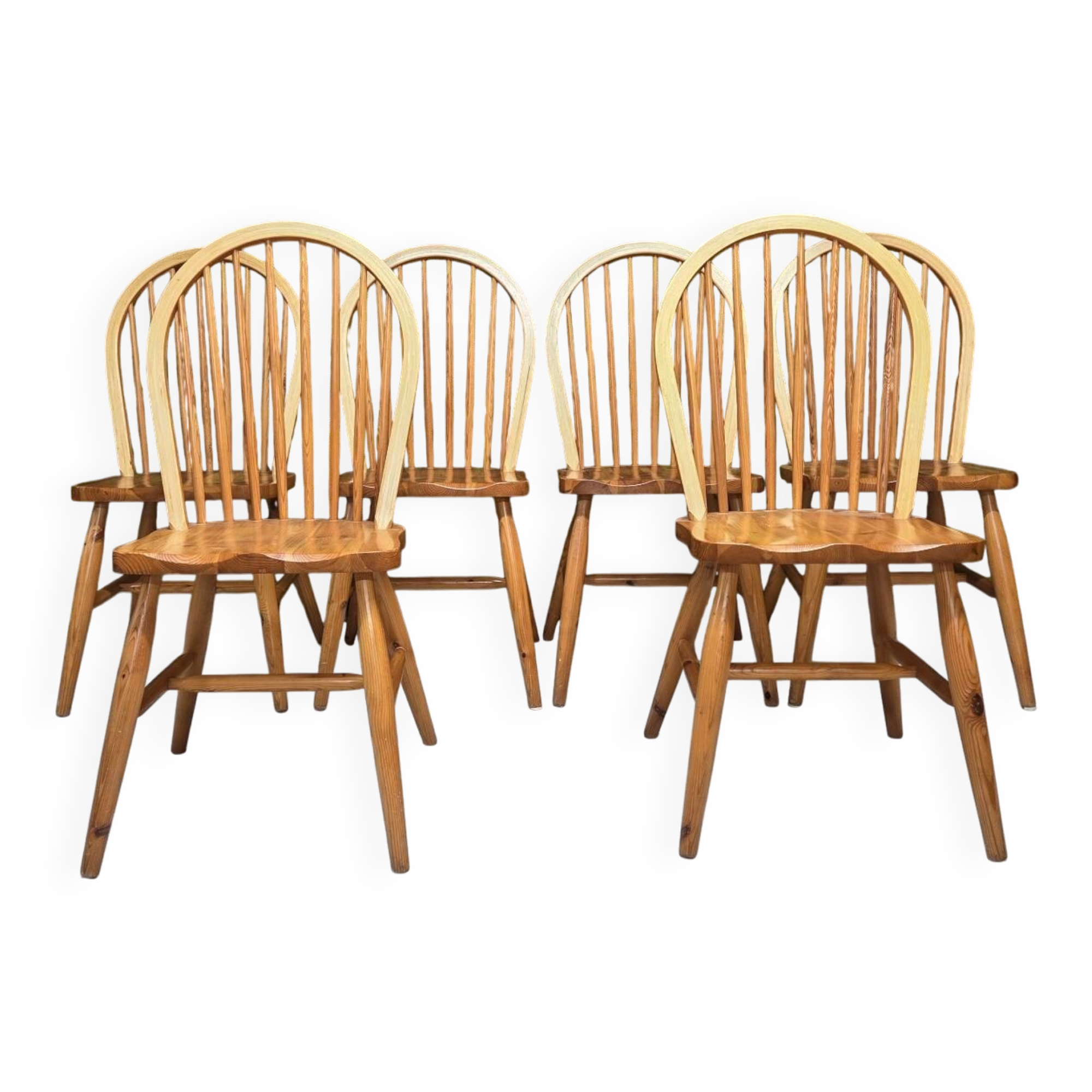 Set of 6 Danish pine chairs 1980