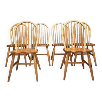 Set of 6 Danish pine chairs 1980