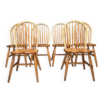 Set of 6 Danish pine chairs 1980