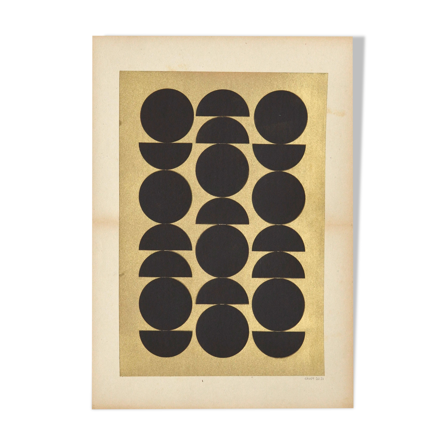 Collage on old paper • Suspension points • signed Eawy