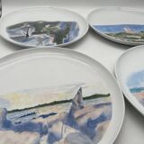 Assiette en porcelaine peint main décor paysage